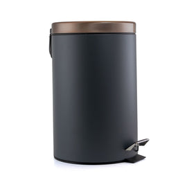 Elama Round Aluminum Pedal Trash Bin, 5.3 Qt, Gray/Copper