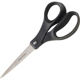 Fiskars Scissors - 8in Overall Length - Left/Right - Stainless Steel - Pointed Tip - Black - 1 Each