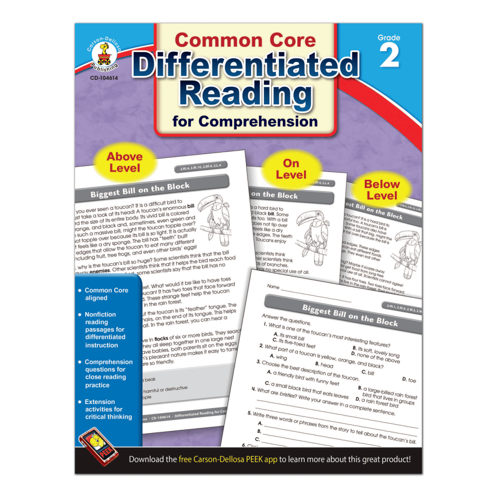 Carson-Dellosa Differentiated Reading For Comprehension, Grade 2