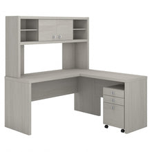 Load image into Gallery viewer, Kathy Ireland Office Echo L-Shaped Desk With Hutch And Mobile File Cabinet, Gray Sand, Standard Delivery