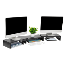 Load image into Gallery viewer, Mind Reader Dual Monitor Stand, 4-3/4inH x 9-1/4inW x 51-1/4inD, Black