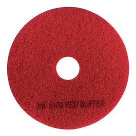 3M 5100 Buffing Floor Pads, 19in, Red, Pack Of 5 Pads