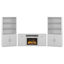 Load image into Gallery viewer, Bush Business Furniture Studio C 73inH Bookcase Set With Electric Fireplace TV Stand, White, Standard Delivery