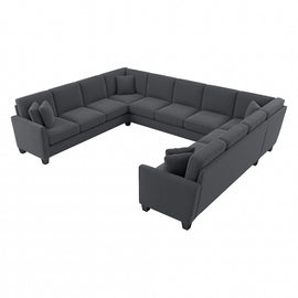 Bush Furniture Flare U-Shaped Sectional Couch, 35-3/4inH x 137-1/16inW x 111-1/16inD, Dark Gray Microsuede Fabric, Standard Delivery