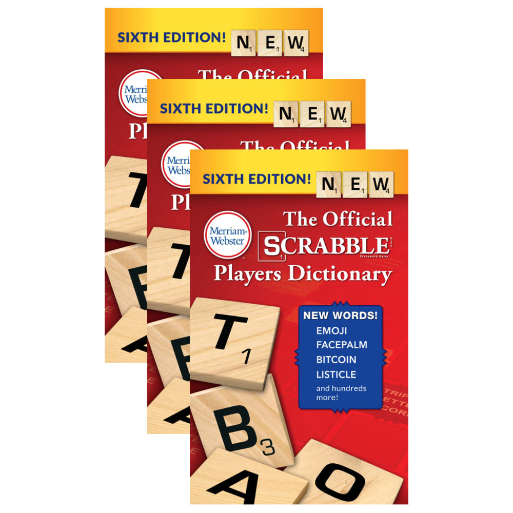 Merriam-Webster The Official SCRABBLE Players Dictionary, 6th Edition, Pack Of 3 Books