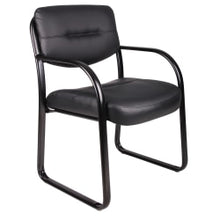 Load image into Gallery viewer, Boss Office Products LeatherPlus Bonded Leather Contoured Guest Chair, Black