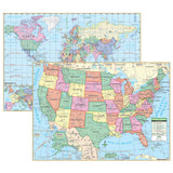 Kappa Map Group US/World Primary Deskpad Maps, 13in x 18in, Pack Of 5 Maps