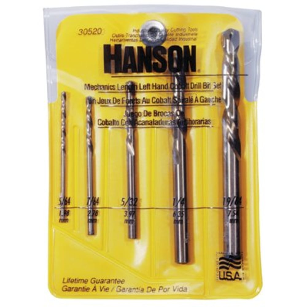 IRWIN Left-Hand Mechanics Length Cobalt High Speed Steel Drill Bit Set, 5-Bits