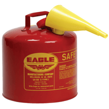 Load image into Gallery viewer, Eagle Type I Safety Can For Flammables With F-15 Plastic Funnel, 2 Gallon, Red
