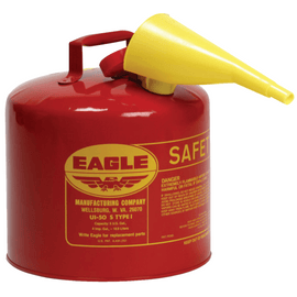 Eagle Type I Safety Can For Flammables With F-15 Plastic Funnel, 2 Gallon, Red