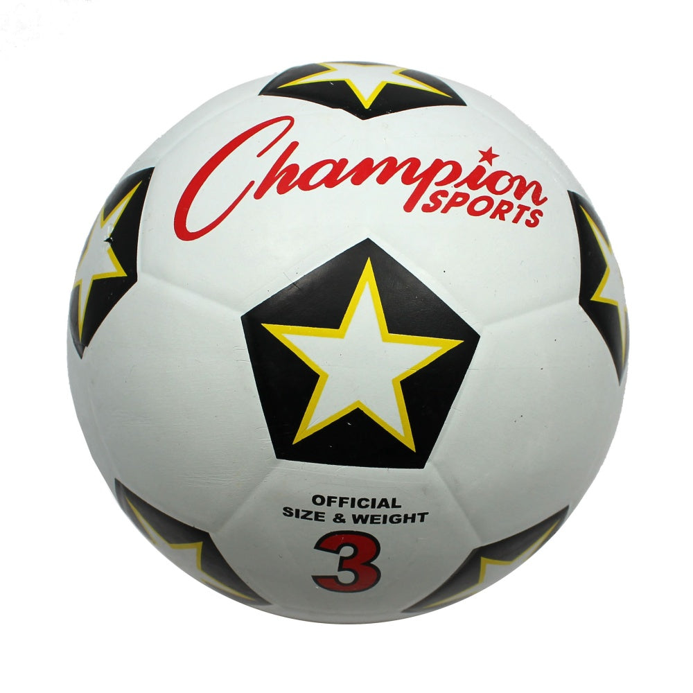 Champion Sports Rubber Soccer Ball, No. 3, Black/Red/White