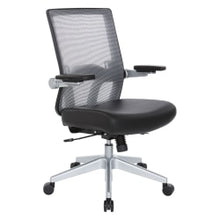 Load image into Gallery viewer, Office Star Space Seating 867 Series Ergonomic Mesh/Bonded Leather Mid-Back Chair, Black/Silver