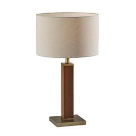 Adesso Kona Table Lamp, 27-3/4inH, Cream Shade/Walnut Base