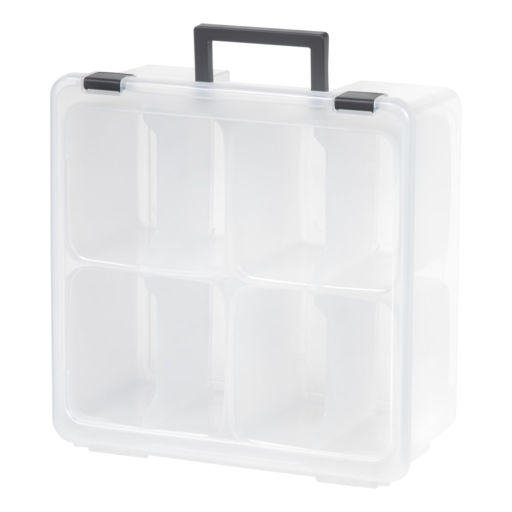IRIS Divided Craft Bin, 15-1/4in x 15-1/8in x 6-3/4in, Clear