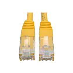Tripp Lite Cat6 Cat5e Gigabit Molded Patch Cable RJ45 M/M 550MHz Yellow 1ft 1ft - 128 MB/s - Patch Cable - 1 ft - 1 x RJ-45 Male Network - 1 x RJ-45 Male Network - Gold Plated Contact - Yellow