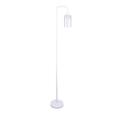 LumiSource Puck Glass Floor Lamp, 64inH, Clear/Glossy White