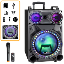 Load image into Gallery viewer, BeFree Sound 60-Watt Rechargeable Bluetooth Wireless Portable Party Speaker With Lights, Black