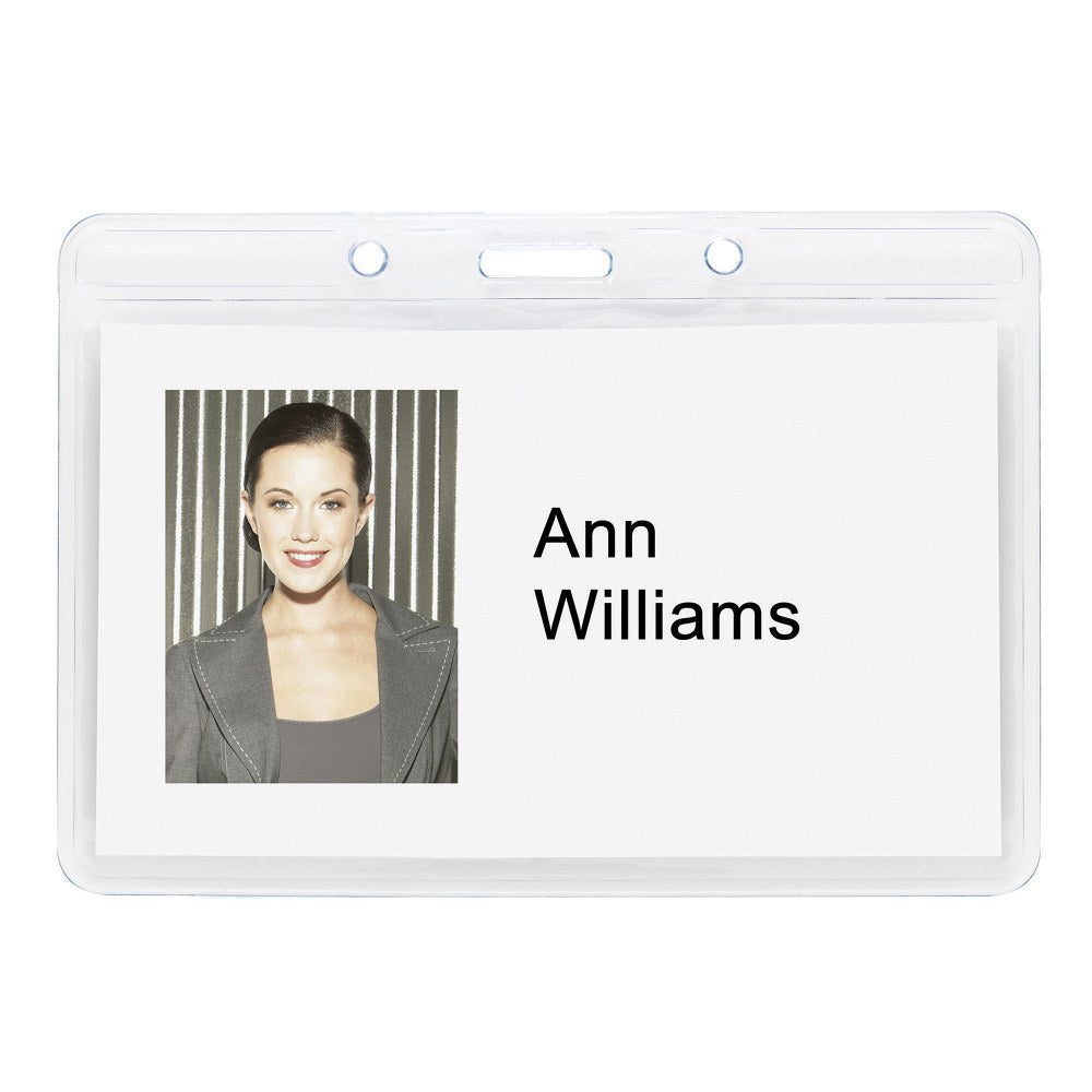Office Depot Brand Plastic Badge Holders, 3-1/2in x 2-3/8in, Horizontal, Pack Of 12