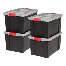 Load image into Gallery viewer, IRIS Store It All Plastic Storage Totes, 19 Gallons, 14 3/4in x 17 5/8in x 24 7/8in, Black, Case Of 4
