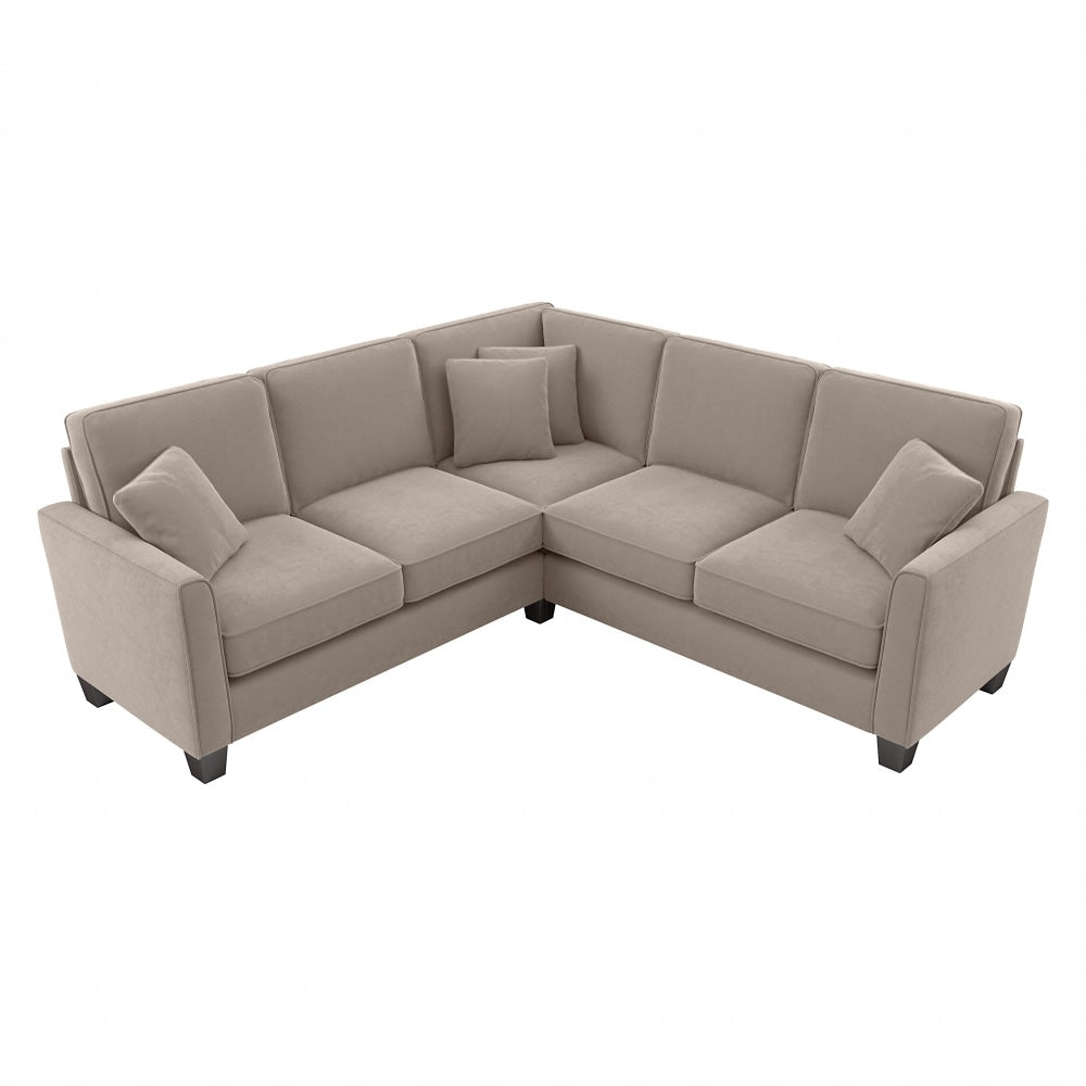 Bush Furniture Flare L-Shaped Sectional Couch, 35-3/4inH x 87-1/16inW x 87-1/16inD, Tan Microsuede Fabric, Standard Delivery