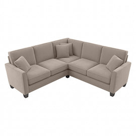 Bush Furniture Flare L-Shaped Sectional Couch, 35-3/4inH x 87-1/16inW x 87-1/16inD, Tan Microsuede Fabric, Standard Delivery