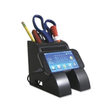 Load image into Gallery viewer, Victor Midnight Black Collection Smart Charge Pencil Cup With USB Hub, 4in x 5 1/2in x 5in, Black