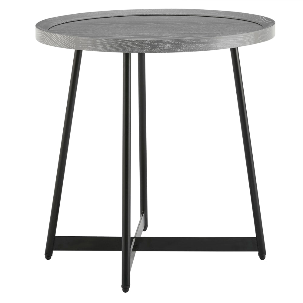 Eurostyle Niklaus Round Side Table, 22-1/8inH x 21-3/4inW x 21-3/4inD, Black/Gray