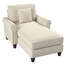 Bush Furniture Hudson Chaise Lounge With Arms, Cream Herringbone, Standard Delivery