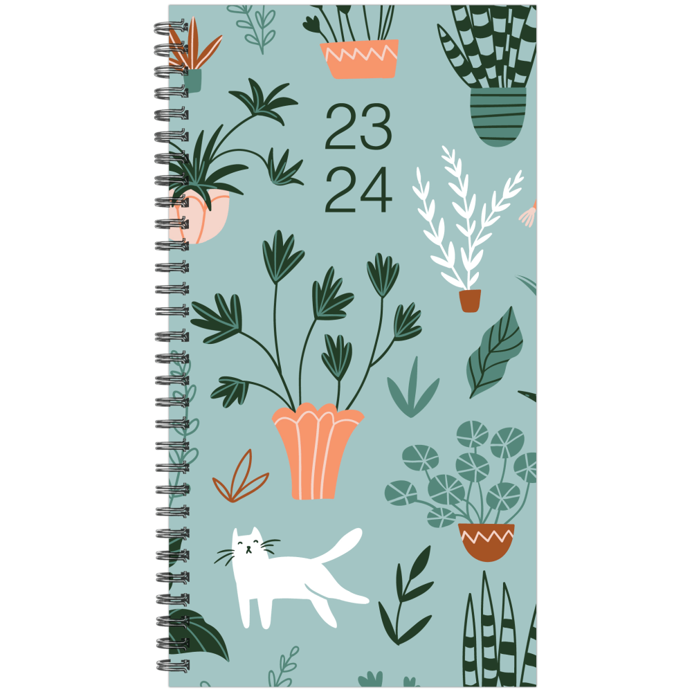 2023-2024 Willow Creek Press Academic Weekly/Monthly Spiral Planner, 4in x 6-1/2in, Houseplants, July 2023 To June 2024