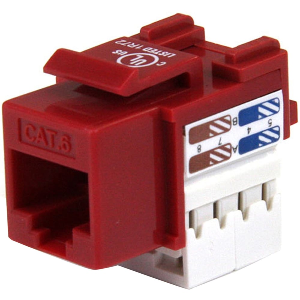 StarTech.com Cat6 Cable - Cat6 Keystone Jack - 110 Type Universal - Red - Ethernet Network Cable (C6KEY110RD) - Modular insert - CAT 6 - red - 1 port - for P/N: WIRC6CMPBLU