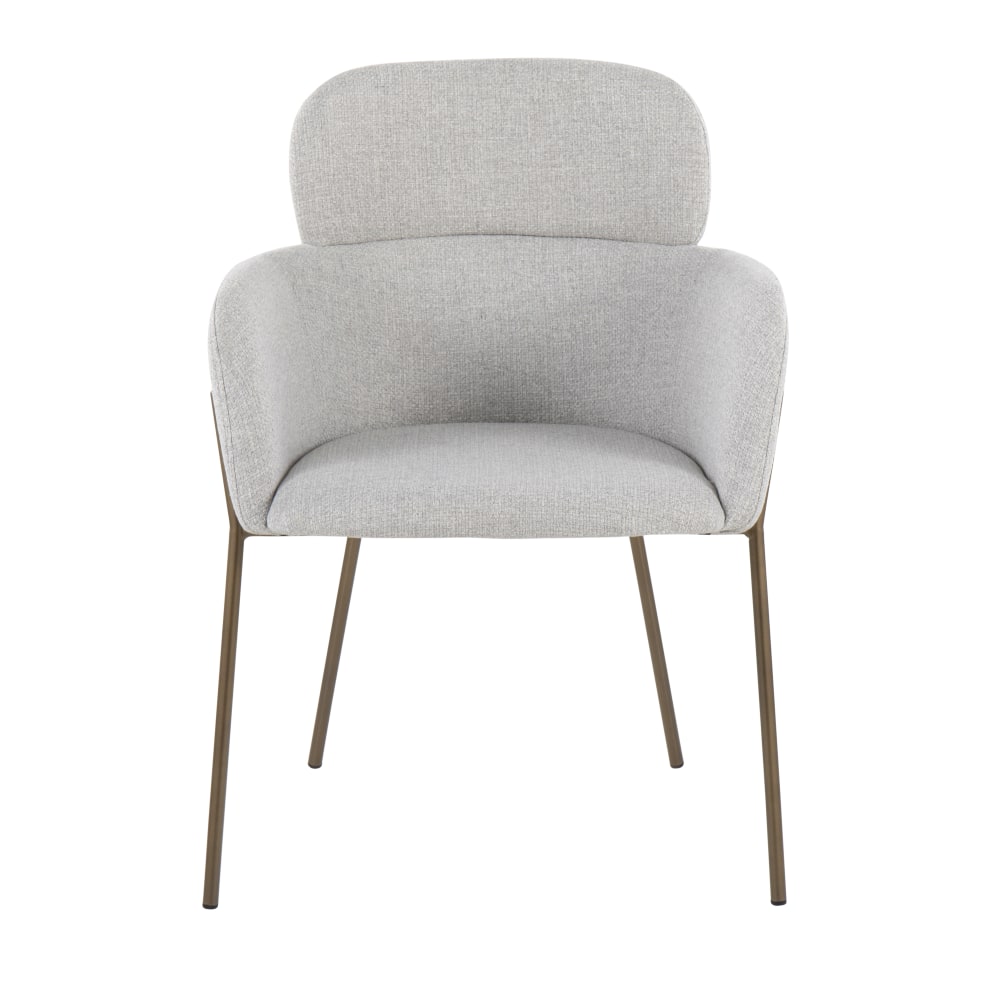 LumiSource Milan Chairs, Light Gray Noise/Antique Brass, Set Of 2 Chairs