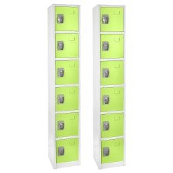 Alpine 6-Tier Steel Lockers, 72inH x 12inW x 12inD, Green, Pack Of 2 Lockers