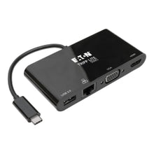 Load image into Gallery viewer, Tripp Lite USB C Docking Station Adapter Converter 4K w/ HDMI, VGA, Gigabit Ethernet, USB-A Hub, Black, Thunderbolt 3 Compatible - for Notebook/Tablet/Smartphone/Projector/Monitor - USB 3.1 Type C - 2 x USB Ports