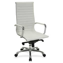 Lorell Modern Ergonomic Bonded Leather High-Back Chair, White
