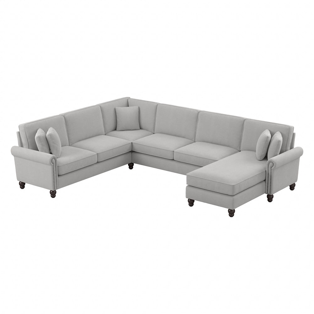 Bush Furniture Coventry 128inW U-Shaped Sectional Couch With Reversible Chaise Lounge, Light Gray, Standard Delivery