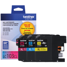 Load image into Gallery viewer, Brother LC103 Cyan, Magenta, Yellow Ink Cartridges, Pack Of 3, LC1033PKS