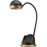 Lorell Charging Base Desk Lamp - 6.2in Height - 7.6in Width - 1 x 6 W LED Bulb - Adjustable Arm, Adjustable Height - Plastic - Desk Mountable - Silver, Black - for Home, School, Office