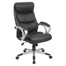 Load image into Gallery viewer, Lorell Ergonomic Bonded Leather High-Back Chair, Black/Silver