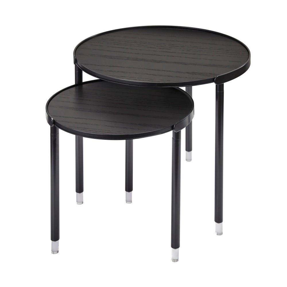 Adesso Blaine Nesting Tables, Round, Black, Set Of 2 Tables