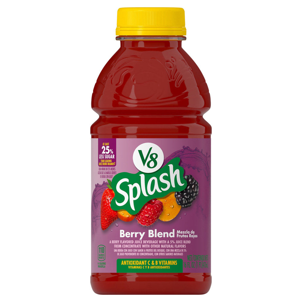V8 Splash Berry Blend Juice Drink, 16 Oz, Case Of 12 Bottles