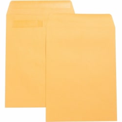 Business Source Press-To-Seal Catalog Envelopes - Catalog - 9in Width x 12in Length - 28 lb - Self-sealing - Kraft - 100 / Box - Brown Kraft