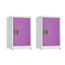Load image into Gallery viewer, Alpine AdirOffice 1-Tier Steel Lockers, 24inH x 15inW x 15inD, Purple, Pack Of 2 Lockers