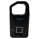 Tokk PL4 Steel Fingerprint Travel Lock, 2-1/2inH x 1/2inW x 1-1/4inD, Black