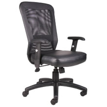 Load image into Gallery viewer, Boss Office Products Ergonomic LeatherPlus Bonded Leather/Mesh Web Chair, Black