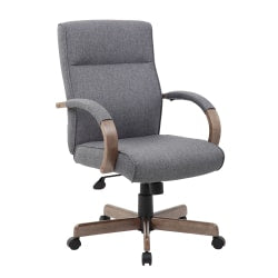 Boss Office Products Modern Executive Conference Ergonomic Chair, Linen Fabric, Slate Gray/Driftwood