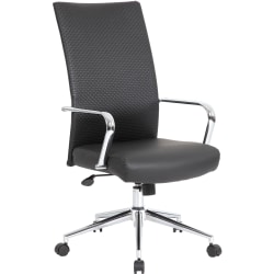 Boss Office Products Ergonomic High-Back Vinyl Executive Chair, Black/Chrome