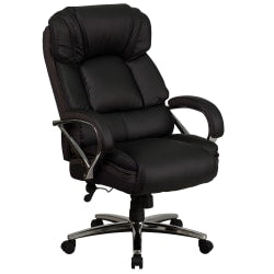 Flash Furniture Hercules Big & Tall Ergonomic LeatherSoft Faux Leather Office Chair With Chrome Base And Arms, Black/Gray
