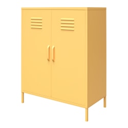 Ameriwood Home Cache 2-Door Metal Locker Storage Cabinet, 40inH x 31-1/2inW x 15-3/4inD, Yellow