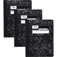 Load image into Gallery viewer, Mead Composition Notebooks, 9 3/4in x 7 1/2in, Wide Ruled, 100 Sheets, Black Marble, Pack Of 3