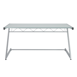 Eurostyle Z 61inW Deluxe Computer Desk, Silver/Frosted